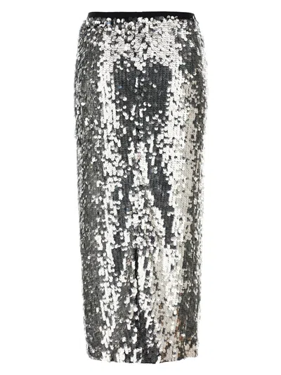 Shop Pinko Sequinned Mesh Pencil Skirt In Nero