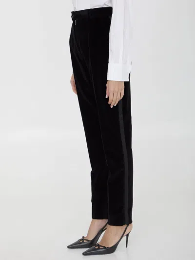 Shop Dolce & Gabbana Tailored Velvet Tuxedo Pants In Nero