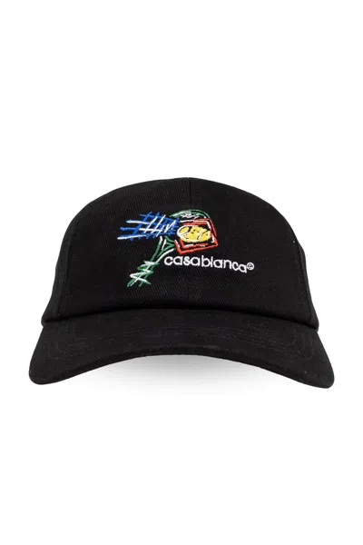 Shop Casablanca Logo Embroidered Baseball Cap In Nero