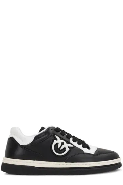 Shop Pinko Mandy 01 Logo Embroidered Two-tone Sneakers In Black White