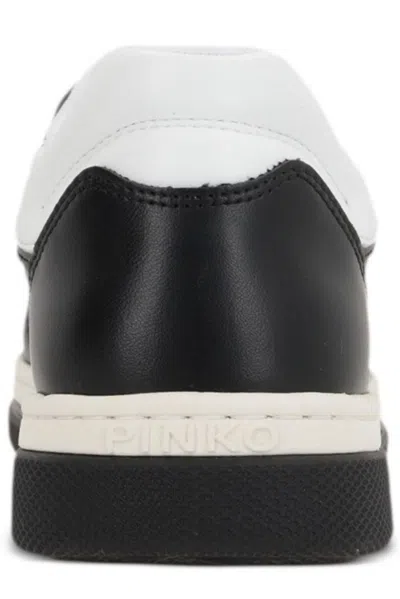 Shop Pinko Mandy 01 Logo Embroidered Two-tone Sneakers In Black White