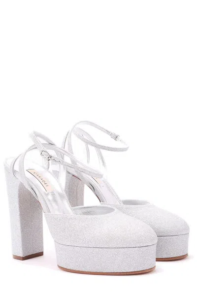 Casadei Betty Citylight Round-toe Platform Pumps In Argento
