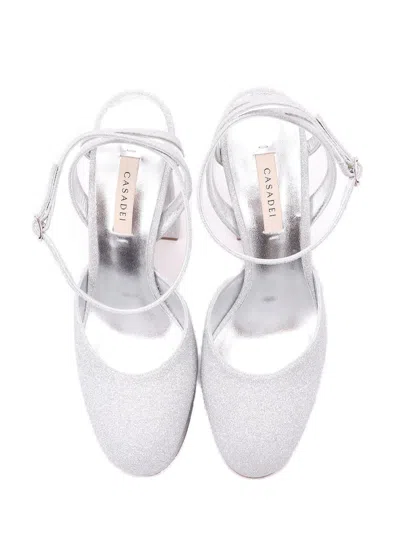 Casadei Betty Citylight Round-toe Platform Pumps In Argento