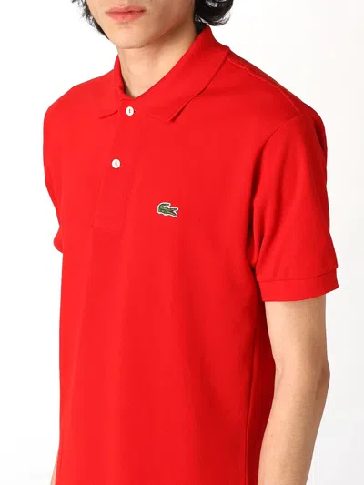 Lacoste Logo-embroidered Short-sleeved Cotton-piqué Polo Shirt In Rouge Iconic