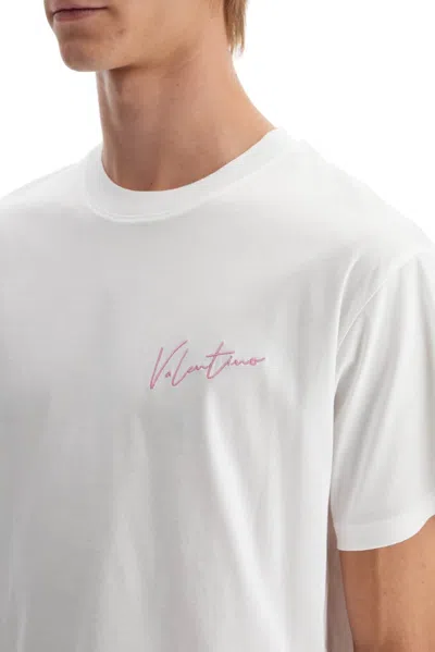 Shop Valentino Vlogo Signature Crewneck T-shirt In Bianco