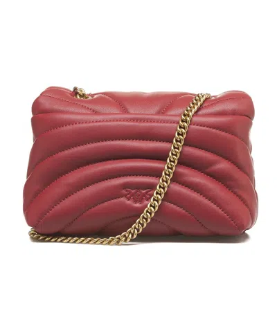 Shop Pinko Love Puff Chain Linked Mini Crossbody Bag In Rosso