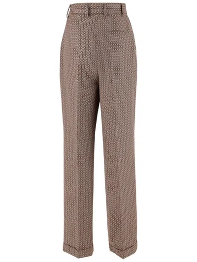 Shop Moschino Geometric Printed High Waist Pants In Beige