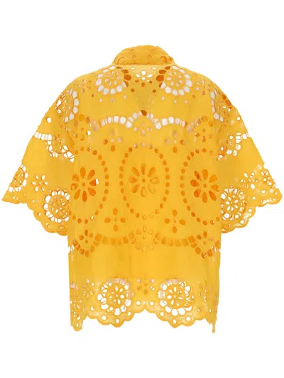 Shop Zimmermann Pop Embroidered Shirt In Yellow