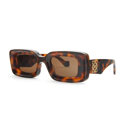 Loewe Chunky Anagram 46mm Rectangular Sunglasses In Brown
