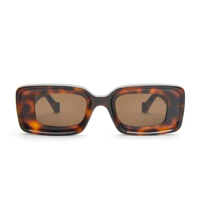 Loewe Chunky Anagram 46mm Rectangular Sunglasses In Brown