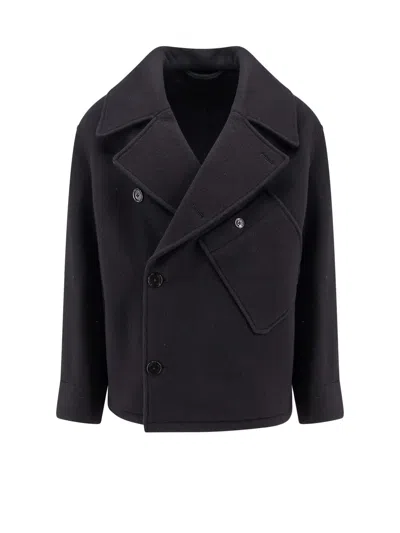 Shop Lemaire Dispatch Straight Hem Peacoat In Black