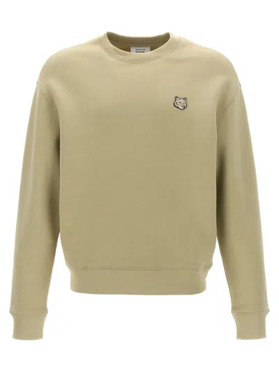 Maison Kitsuné Bold Fox Head Patch Crewneck Sweatshirt In Ash Tree