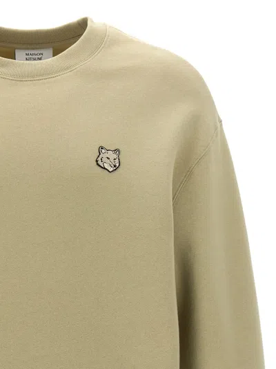 Maison Kitsuné Bold Fox Head Patch Crewneck Sweatshirt In Ash Tree