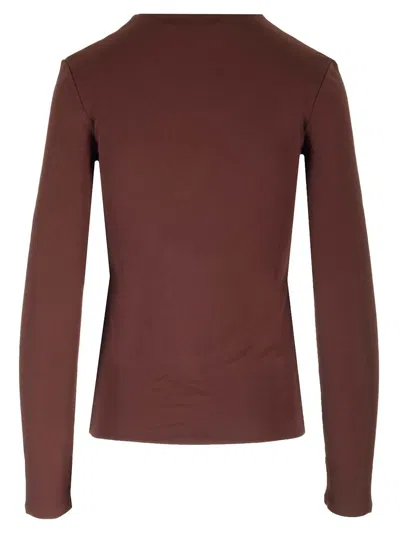 Shop Jil Sander Long-sleeved Crewneck Top In Beige