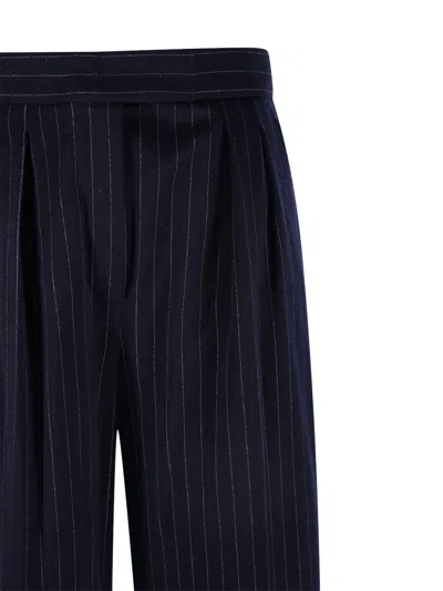 Shop Max Mara Pinstriped Straight Leg Trousers