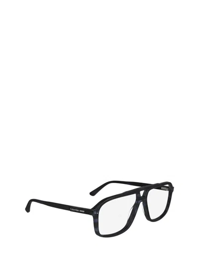 Shop Calvin Klein Eyeglasses In Striped Blue