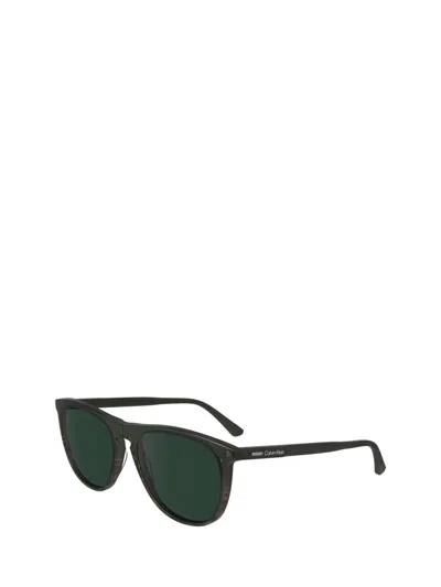 Shop Calvin Klein Sunglasses In Green / Striped Brown