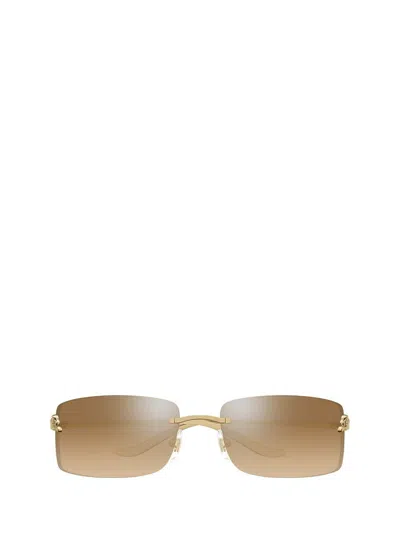 Shop Cartier Sunglasses In Gold