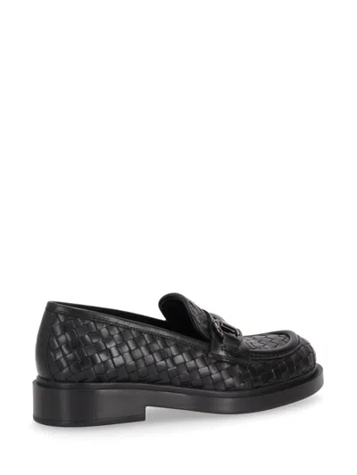 La Rose Seline Woven Leather Loafers In Black
