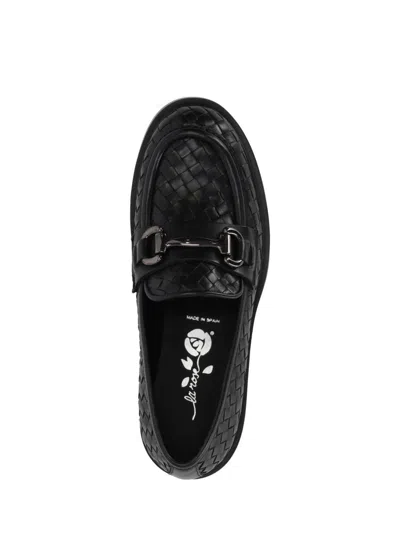 La Rose Seline Woven Leather Loafers In Black
