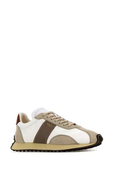 Tod's Vintage Sneakers With Contrast Panels And Rubber Sole In Multicoloured
