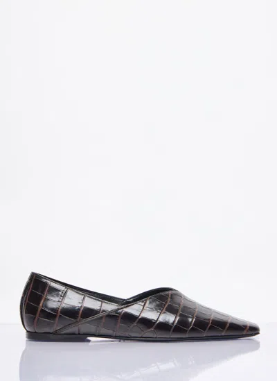 Totême Toteme Croc-embossed Leather The Everyday Ballet Flats In Brown
