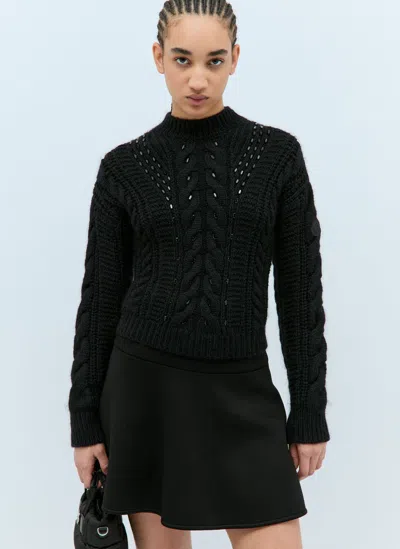 Moncler Embroidered Mohair Blend Sweater In Black