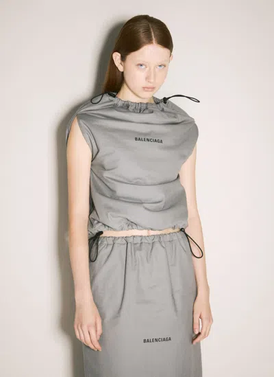 Shop Balenciaga Shoe Bag Top In Grey