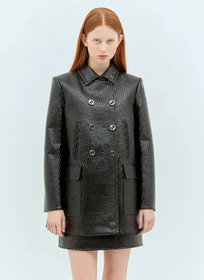 Gucci High-shine Interlocking G Coat In Black