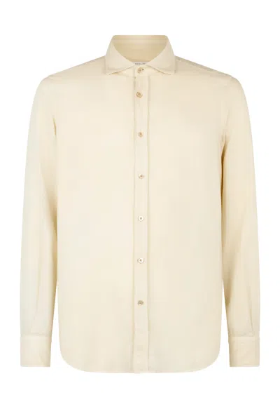 Shop Boglioli Garment Dyed Vaiella Shirt In White