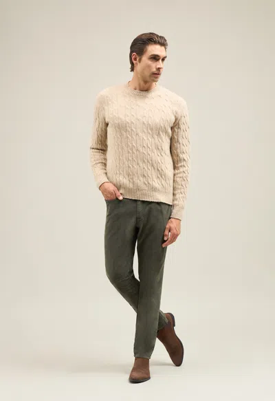 Shop Boglioli Knitted Wool Cashmere Crewneck In Beige