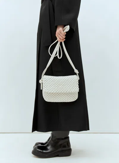 Bottega Veneta Intrecciato Shoulder Bag In White