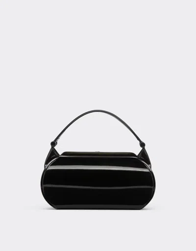 Ferrari Handbag In Glossy Brushed Leather In Black