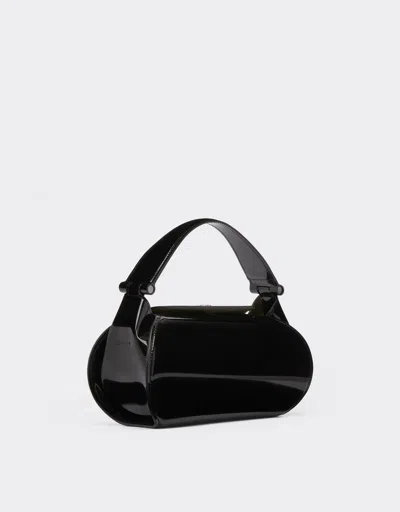 Ferrari Handbag In Glossy Brushed Leather In Black