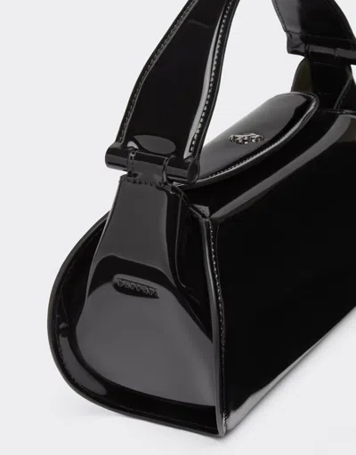 Ferrari Handbag In Glossy Brushed Leather In Black