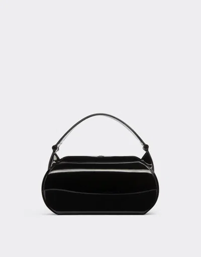 Ferrari Handbag In Glossy Brushed Leather In Black