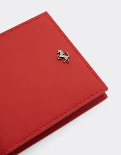 Ferrari Second Life Leather Horizontal Wallet In Rosso Dino