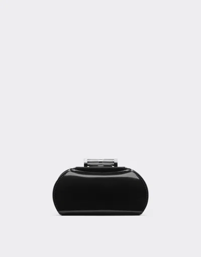 Ferrari Mini Bowling Bag In Glossy Brushed Leather In Black