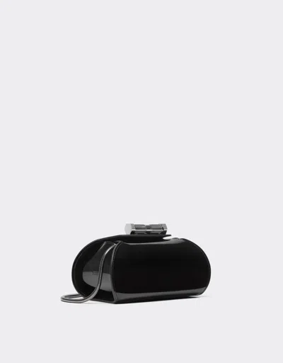 Ferrari Mini Bowling Bag In Glossy Brushed Leather In Black