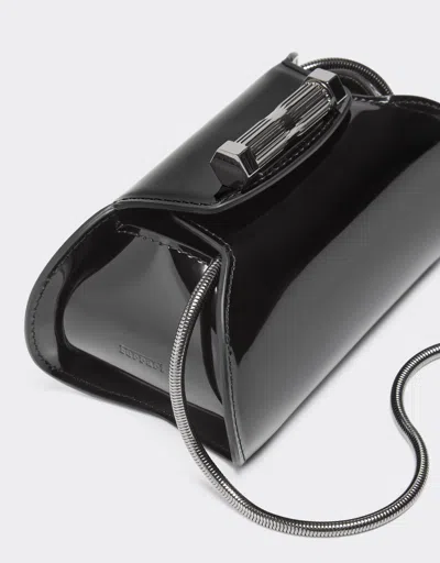 Ferrari Mini Bowling Bag In Glossy Brushed Leather In Black