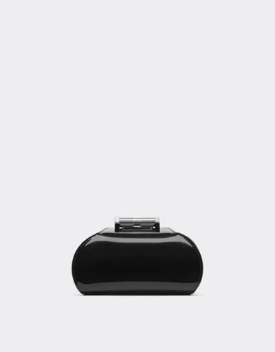 Ferrari Mini Bowling Bag In Glossy Brushed Leather In Black