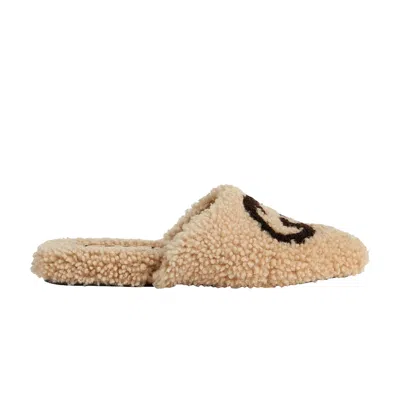 Pre-owned Gucci Wmns Faux Shearling Slipper 'butterscotch' In Brown