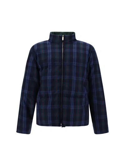 Thom Browne Wool Blend Check Reversible Puffer Jacket In 996