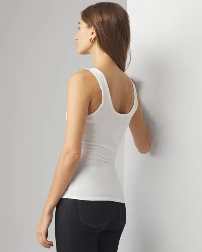 White House Black Market Tencel Ribbed Scoop Neck Tank Top In White