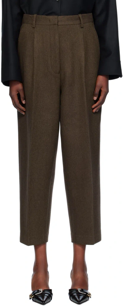 Shop Helmut Lang Brown Zoot Trousers In Aubergine - H2h