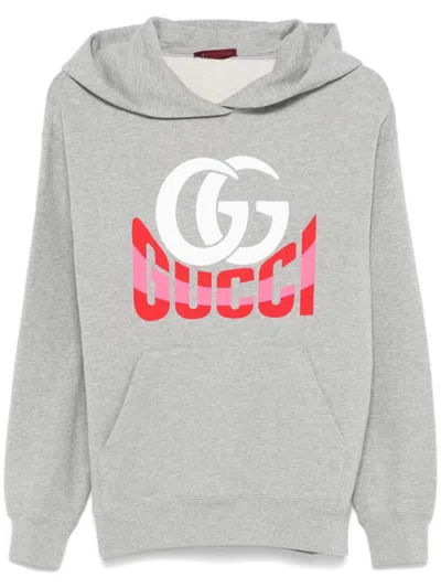 Shop Gucci Logo-print Hoodie In Grau