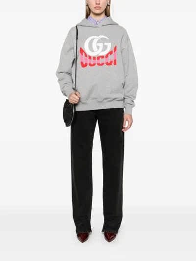 Gucci Cotton Jersey Hooded Sweatshirt In Grau