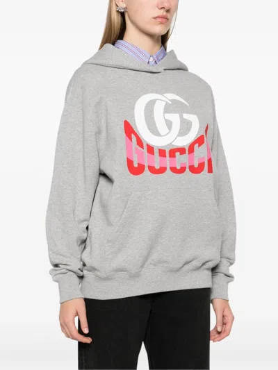 Gucci Cotton Jersey Hooded Sweatshirt In Grau