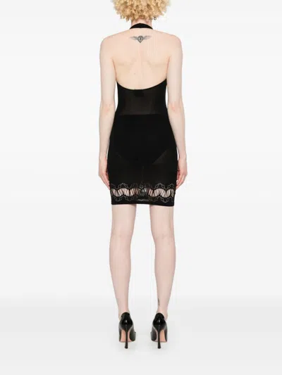 Shop Saint Laurent Laser-cut Mini Dress In Schwarz