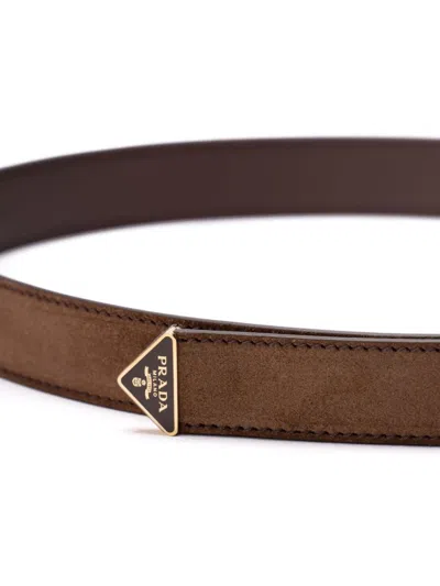 Prada Saffiano Leather Belt In Brown